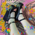 Babydoll Platform Wedge Mary Jane Shoes with Heart Buckle - Cosparty