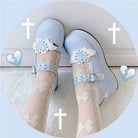 Babydoll Platform Wedge Mary Jane Shoes with Heart Buckle - Cosparty
