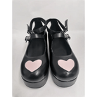 Babydoll Platform Wedge Mary Jane Shoes with Heart Buckle - Cosparty