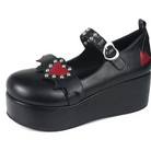 Babydoll Platform Wedge Mary Jane Shoes with Heart Buckle - Cosparty