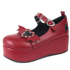 Babydoll Platform Wedge Mary Jane Shoes with Heart Buckle - shoes