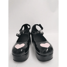 Babydoll Platform Wedge Mary Jane Shoes with Heart Buckle - Cosparty