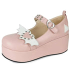 Babydoll Platform Wedge Mary Jane Shoes with Heart Buckle - Cosparty