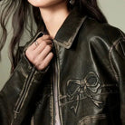 Babydoll Pleather Moto Jacket for Pastel Goth Style Enthusiasts - Cosparty