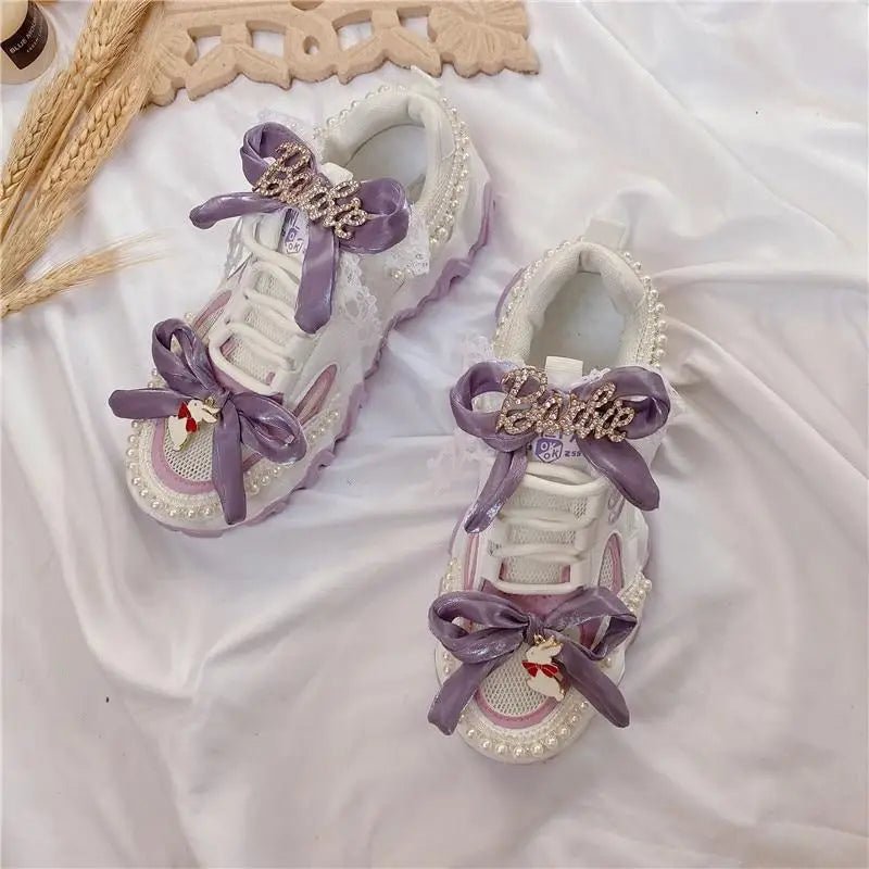 Barbie Harajuku Purple and White Lolita Sneakers - Cosparty