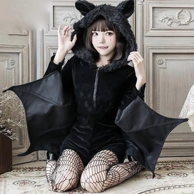 Bat-Wing Furry Complete Cosplay Set for Halloween Fun - costume