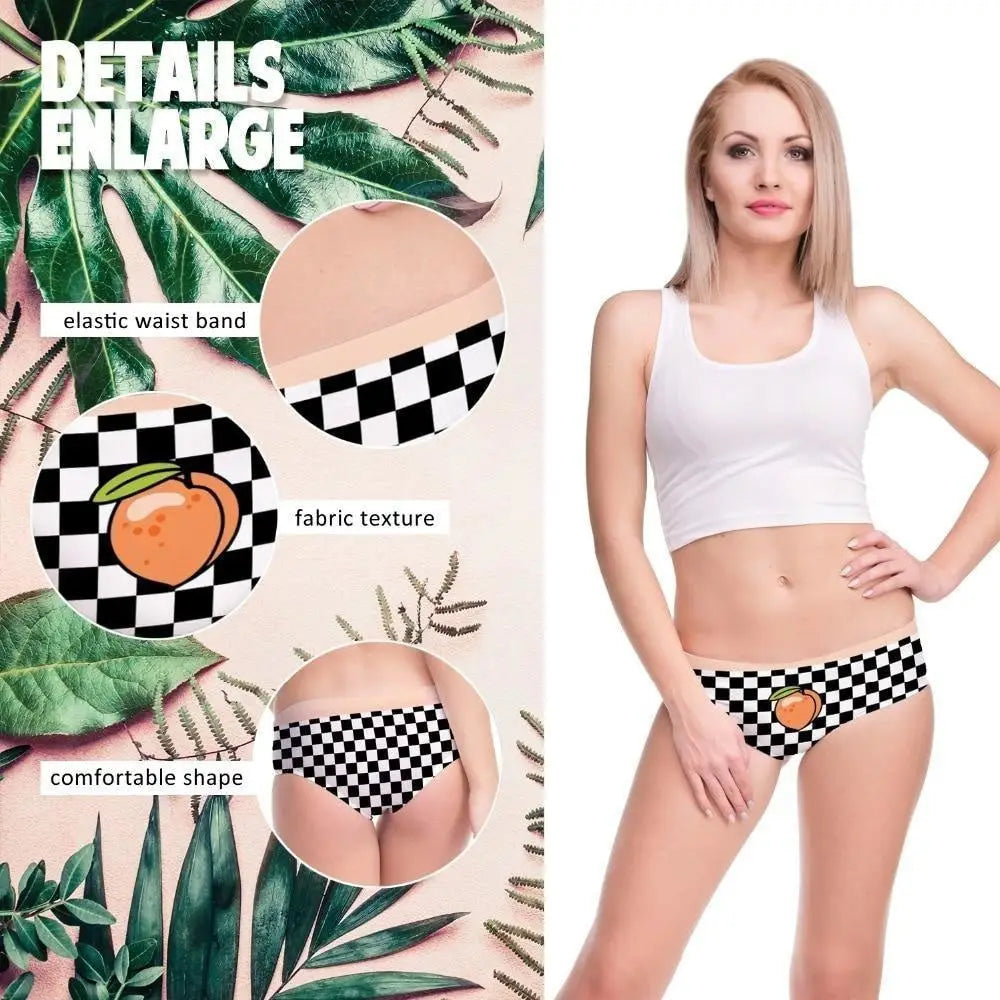 Beautiful Checkerboard Peach Panties for Kawaii Babes - underwear