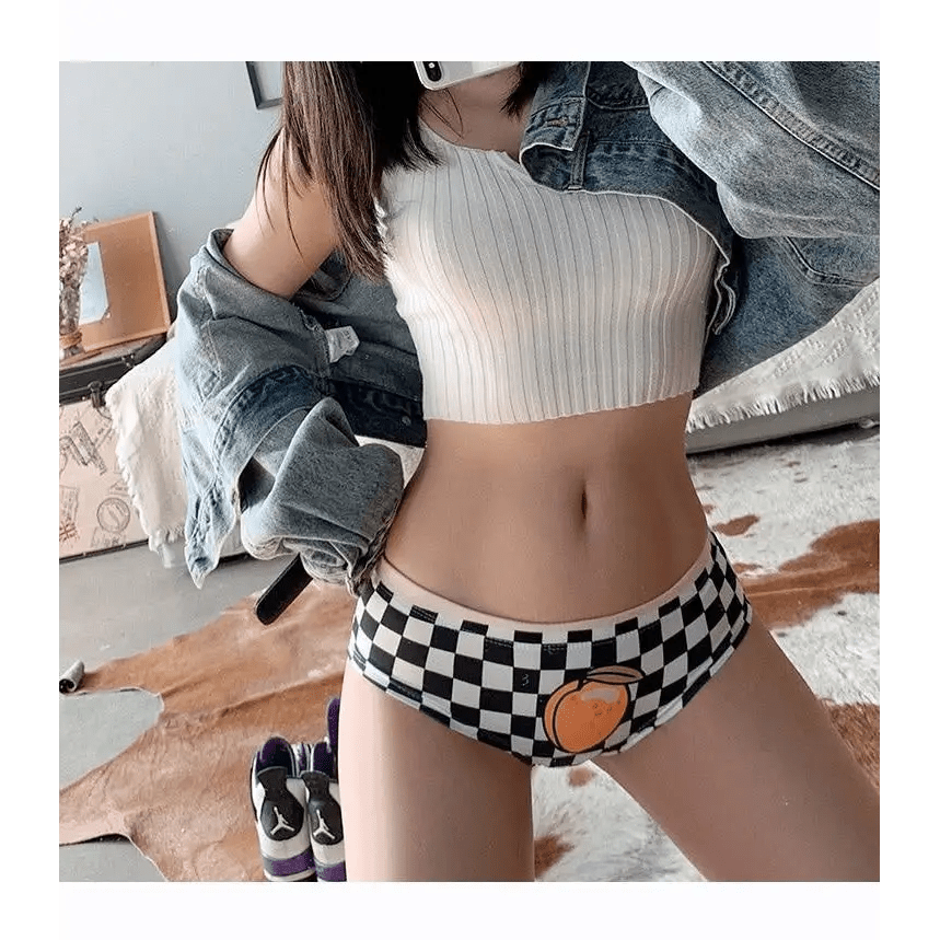 Beautiful Checkerboard Peach Panties for Kawaii Babes - Cosparty