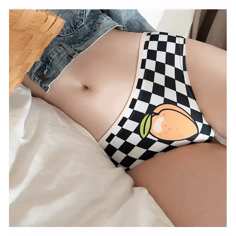 Beautiful Checkerboard Peach Panties for Kawaii Babes - Cosparty