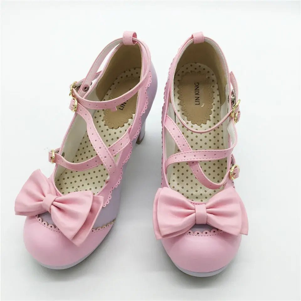 Beautiful Sweet Lolita Heels with Pearls and Bows - Cosparty
