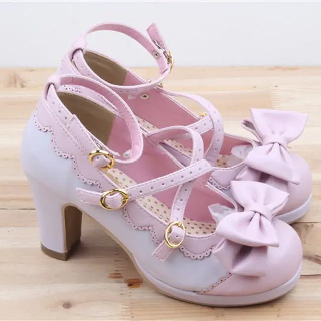 Beautiful Sweet Lolita Heels with Pearls and Bows - Cosparty