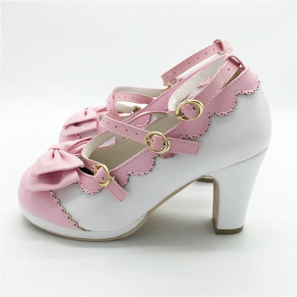Beautiful Sweet Lolita Heels with Pearls and Bows - Cosparty