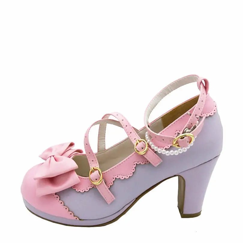 Beautiful Sweet Lolita Heels with Pearls and Bows - Cosparty