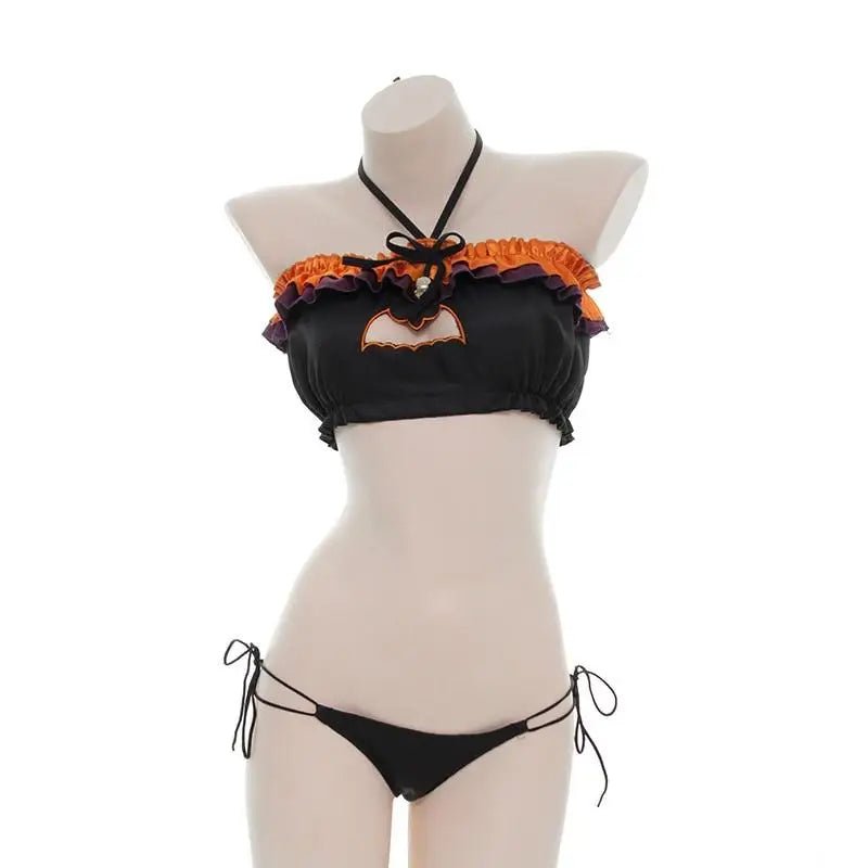 Black and Orange Halloween Lingerie Set for Spooky Cospartys - Cosparty