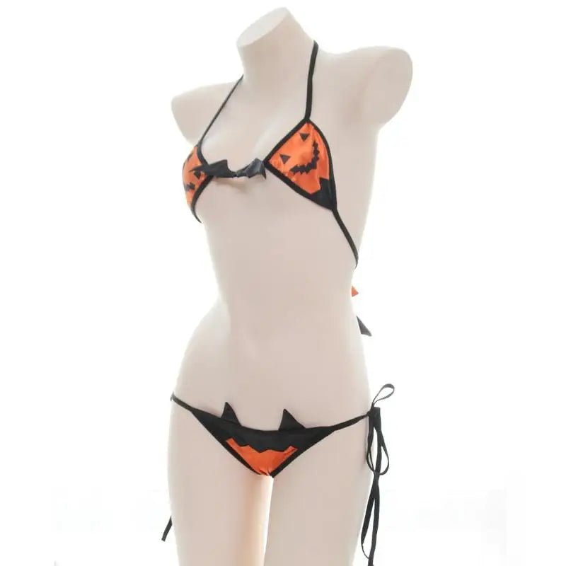 Black and Orange Pumpkin Lingerie Set for Halloween Inspired Looks - Cosparty