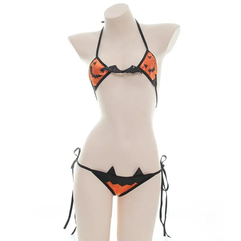 Black and Orange Pumpkin Lingerie Set for Halloween Inspired Looks - halloween item