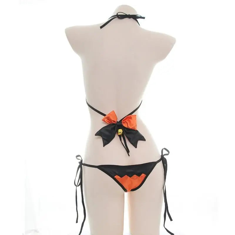 Black and Orange Pumpkin Lingerie Set for Halloween Inspired Looks - halloween item