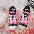 Black and Pink Pastel Goth Lolita Streetwear Sneakers - shoes