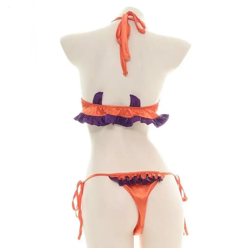 Black and Purple Bat Inspired Lingerie Set for Halloween - Cosparty