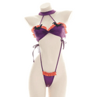 Black and Purple Bat Inspired Ruffled Bikini Set - Cosparty