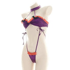 Black and Purple Bat Inspired Ruffled Bikini Set - lingerie