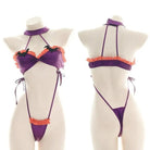 Black and Purple Bat Inspired Ruffled Bikini Set - Cosparty