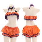 Black and Purple Bat Ruffled Lingerie Set for Halloween - Cosparty