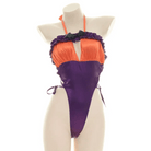 Black and Purple Bat Ruffled Monokin Bodysuit for Halloween - Cosparty