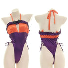 Black and Purple Bat Ruffled Monokin Bodysuit for Halloween - Cosparty