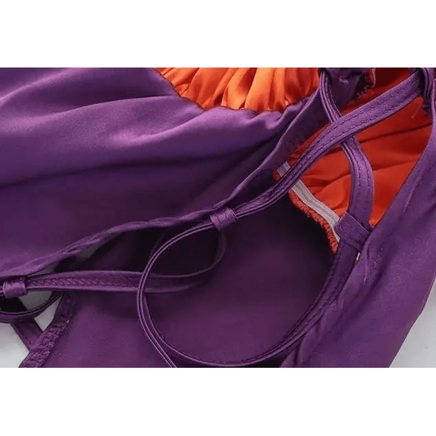 Black and Purple Bat Ruffled Monokin Bodysuit for Halloween - Cosparty