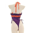 Black and Purple Bat Ruffled Monokin Bodysuit for Halloween - Cosparty