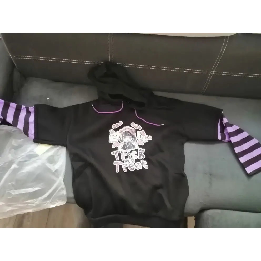 Black and Purple Trick or Treat Inspired Hoodie - hoodie