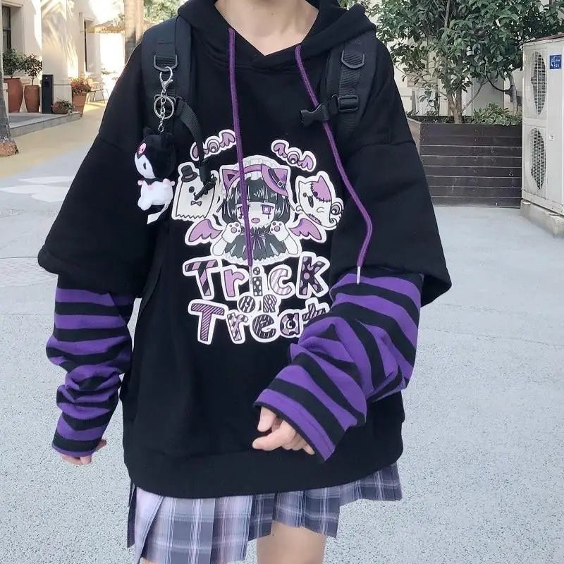 Black and Purple Trick or Treat Inspired Hoodie - Cosparty
