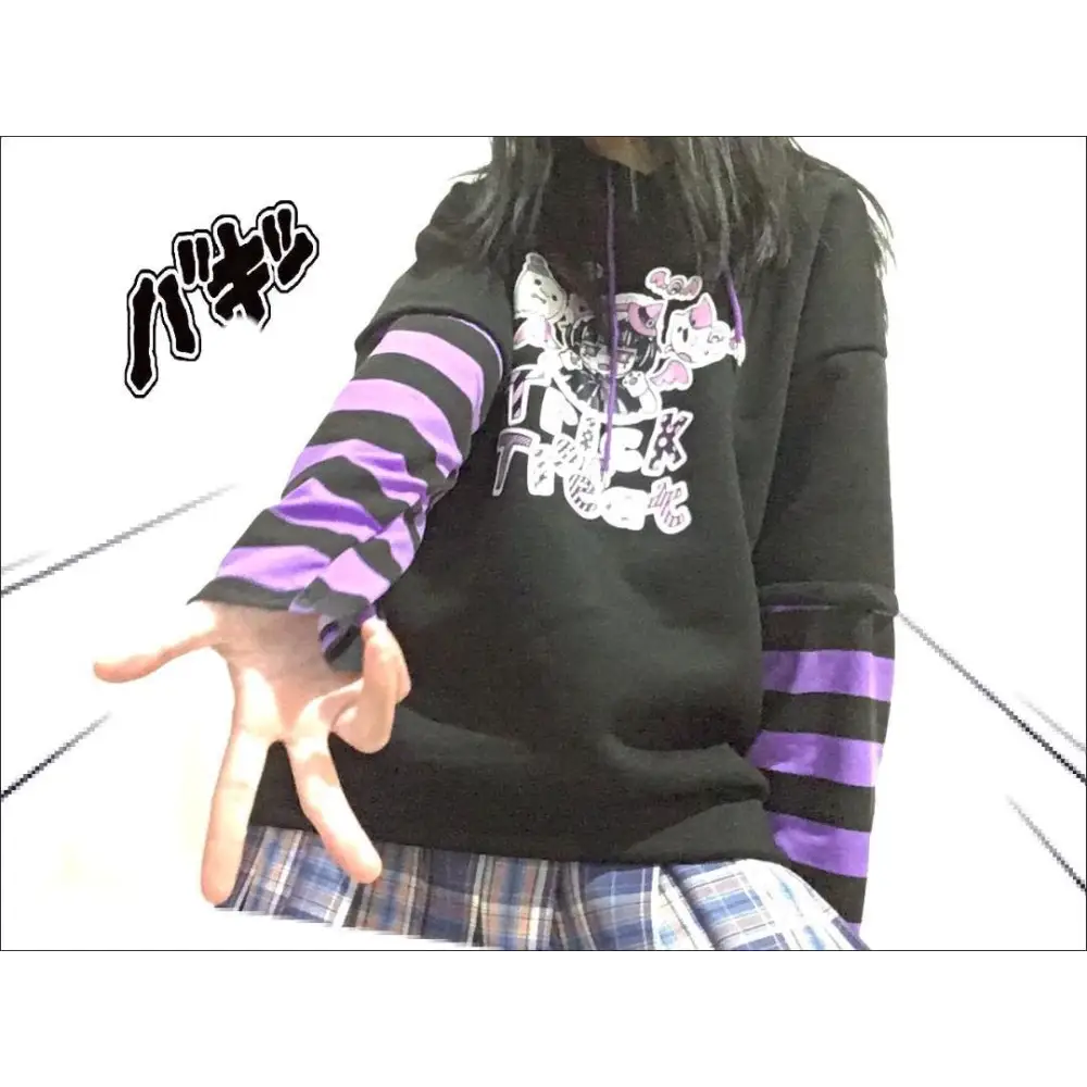 Black and Purple Trick or Treat Inspired Hoodie - hoodie