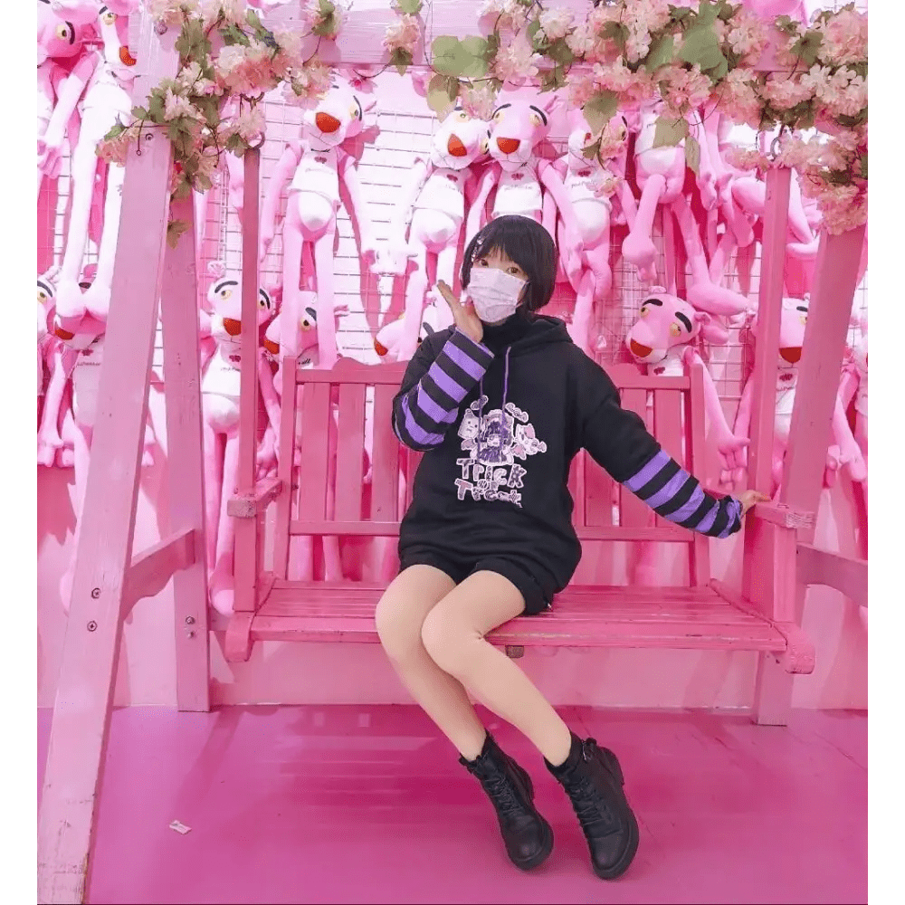 Black and Purple Trick or Treat Inspired Hoodie - Cosparty