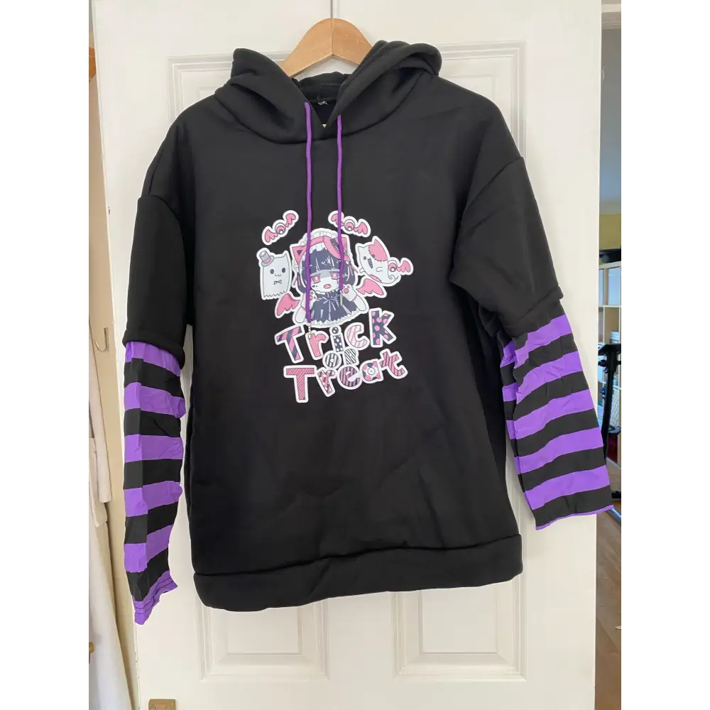 Black and Purple Trick or Treat Inspired Hoodie - hoodie