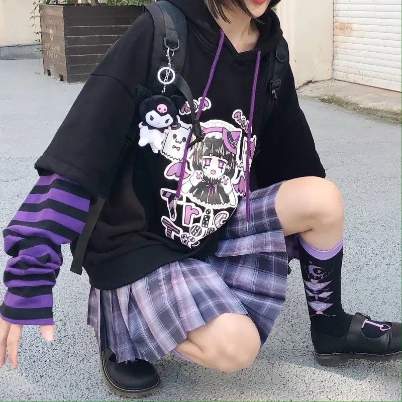 Black and Purple Trick or Treat Inspired Hoodie - Cosparty