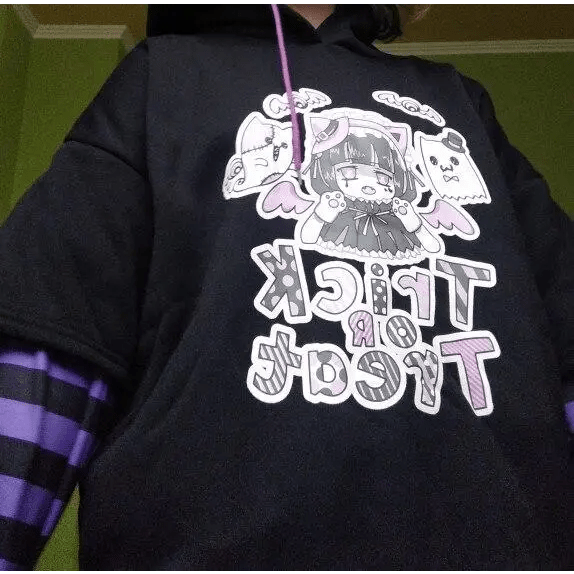 Black and Purple Trick or Treat Inspired Hoodie - Cosparty
