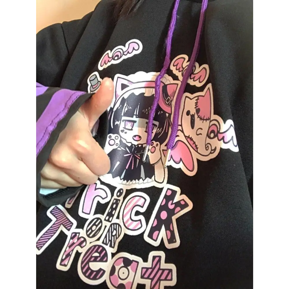 Black and Purple Trick or Treat Inspired Hoodie - hoodie