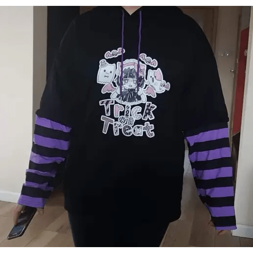 Black and Purple Trick or Treat Inspired Hoodie - Cosparty