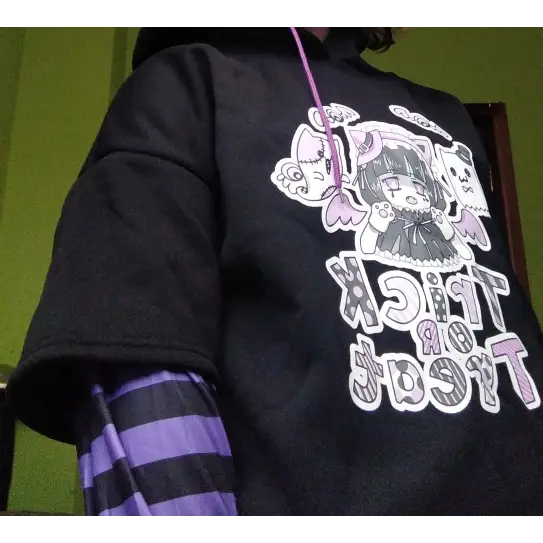 Black and Purple Trick or Treat Inspired Hoodie - hoodie