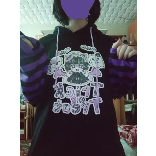 Black and Purple Trick or Treat Inspired Hoodie - hoodie