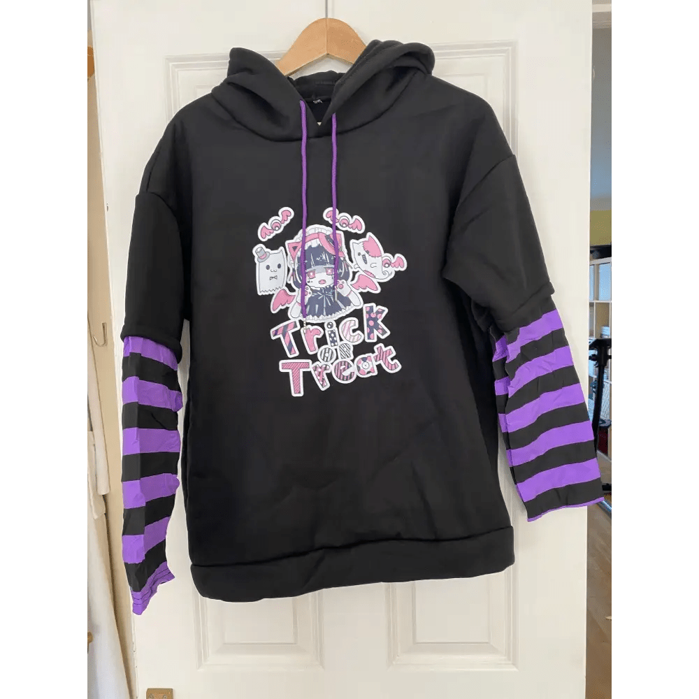 Black and Purple Trick or Treat Inspired Hoodie - Cosparty
