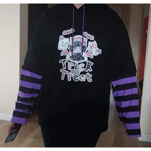 Black and Purple Trick or Treat Inspired Hoodie - hoodie