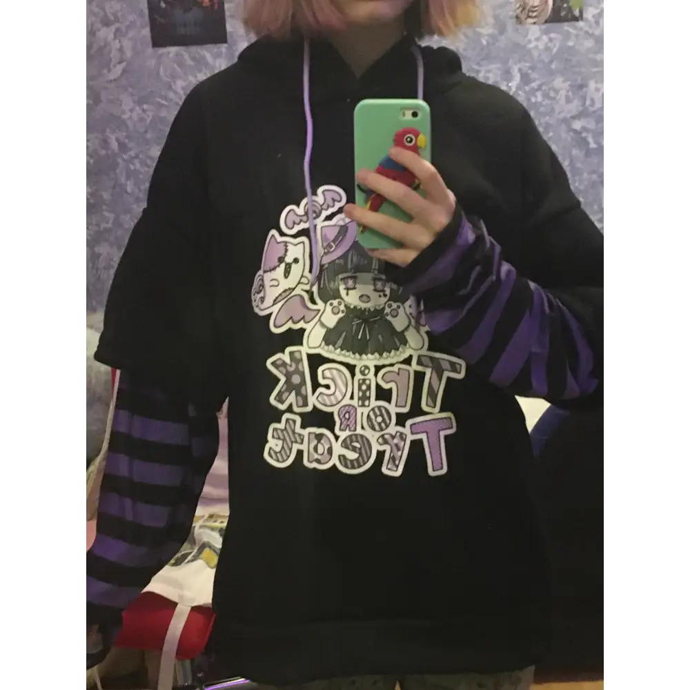 Black and Purple Trick or Treat Inspired Hoodie - hoodie