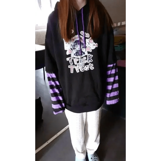Black and Purple Trick or Treat Inspired Hoodie - Cosparty