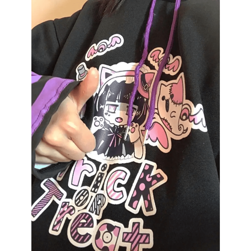 Black and Purple Trick or Treat Inspired Hoodie - Cosparty