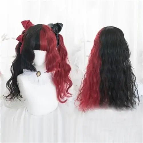 Black and Red Two - Tone Long Wavy Lolita Wig Instock - Cosparty