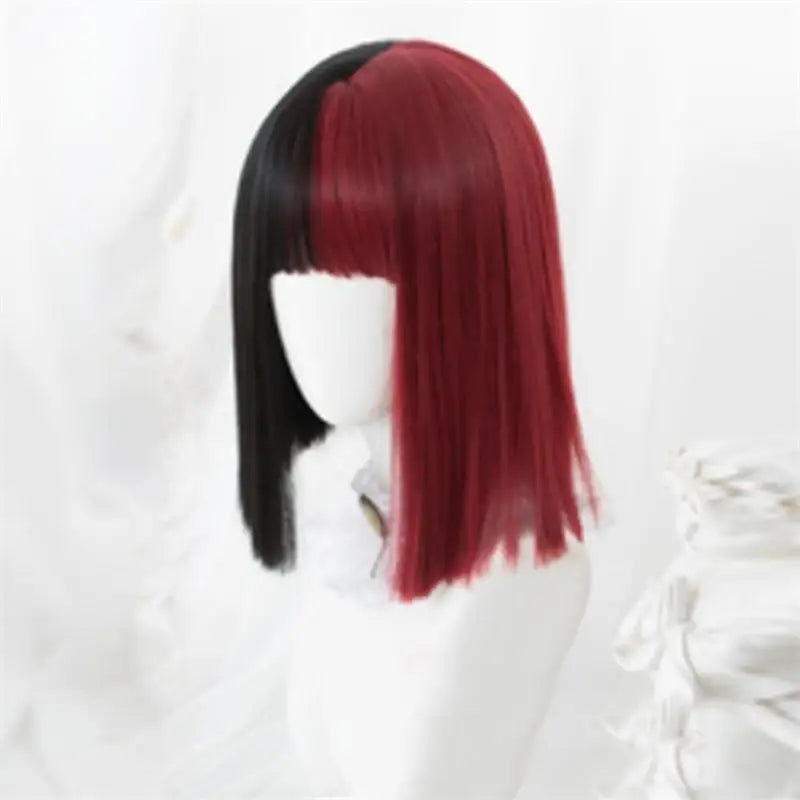 Black and Red Two-Tone Long Wavy Lolita Wig Instock - wig