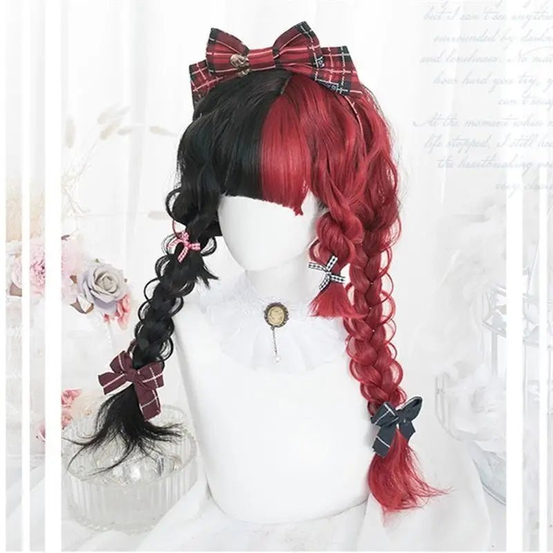 Black and Red Two - Tone Long Wavy Lolita Wig Instock - Cosparty